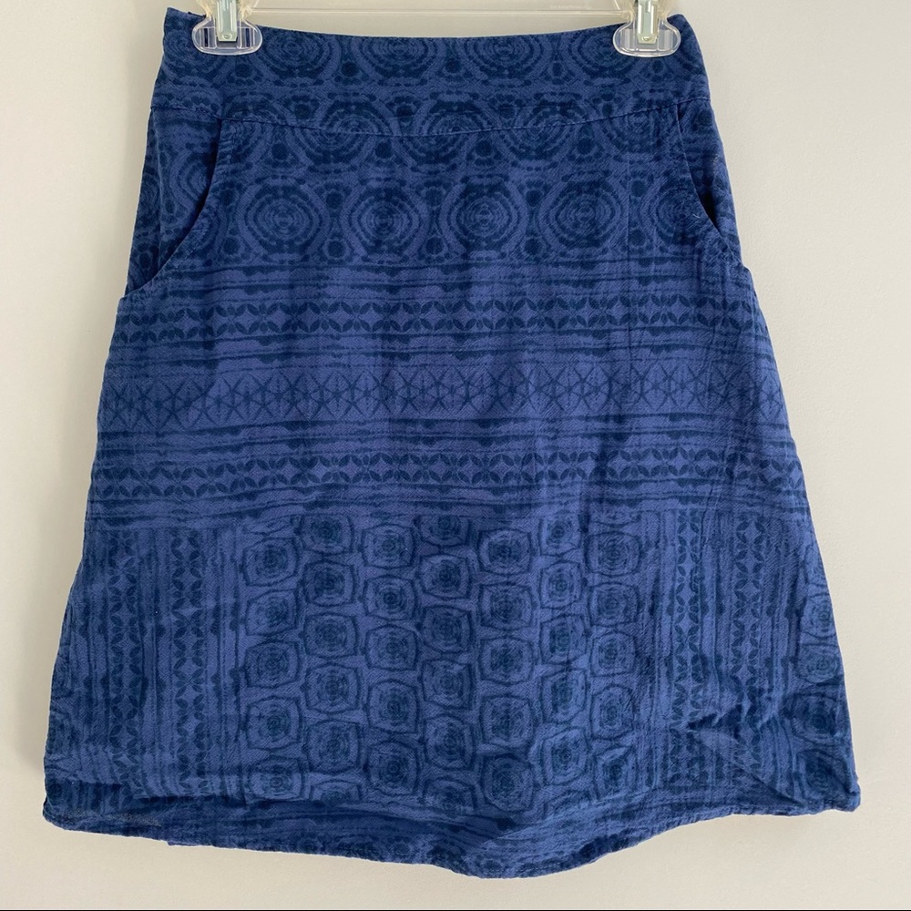 C.M.C Color Me Cotton blue tribal print skirt size small